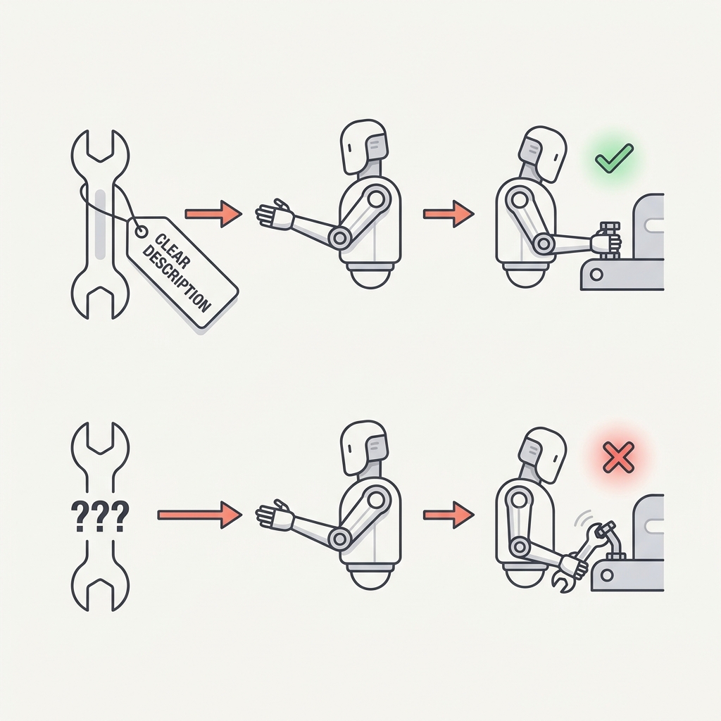 Diagram explaining The Tool Description Is the Prompt