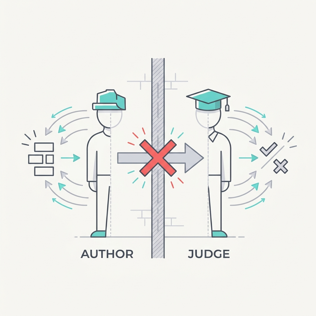 Diagram explaining Don't Let the Author Be the Judge